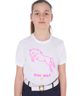 T-shirt bambina slim fit con stampa Stay Wild