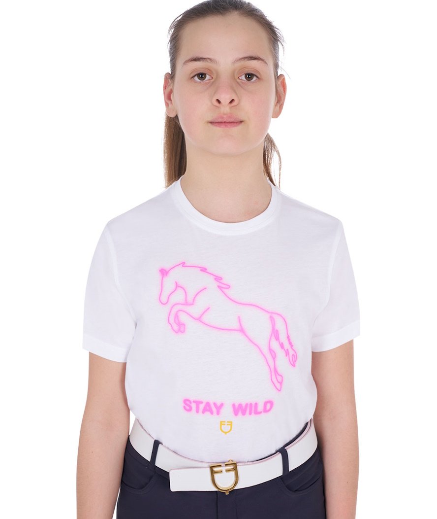 T-shirt bambina slim fit con stampa Stay Wild
