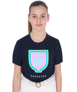 T-shirt bambina slim fit con stampa logo psichedelico