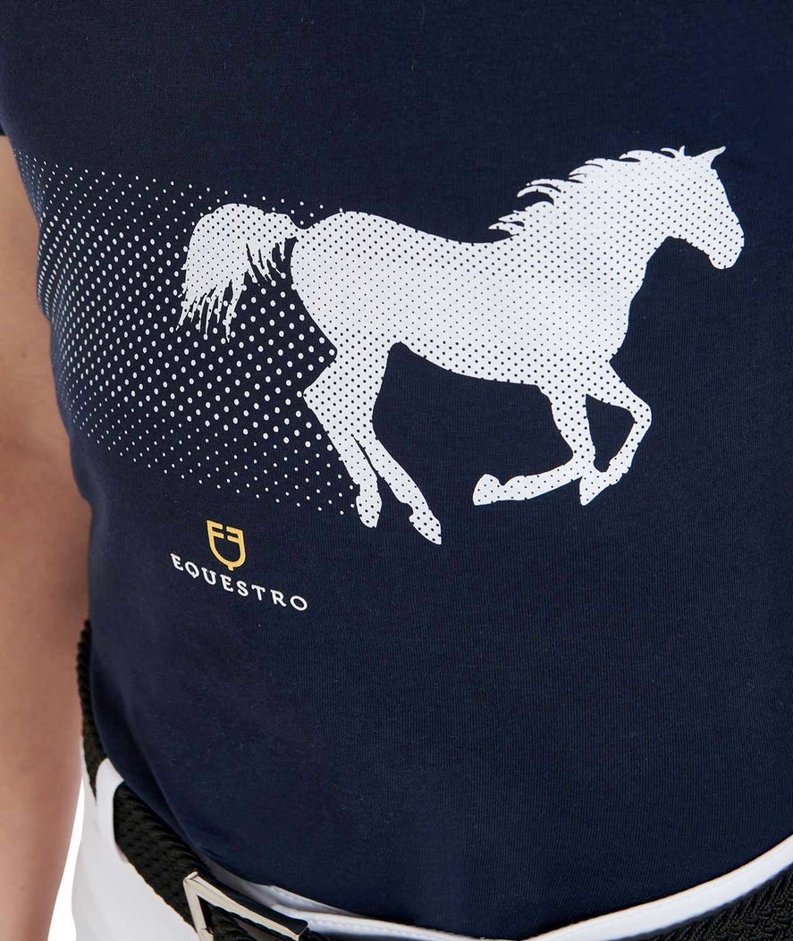 Maglietta equitazione per bambino slim fit in cotone con cavallo in corsa  - foto 1