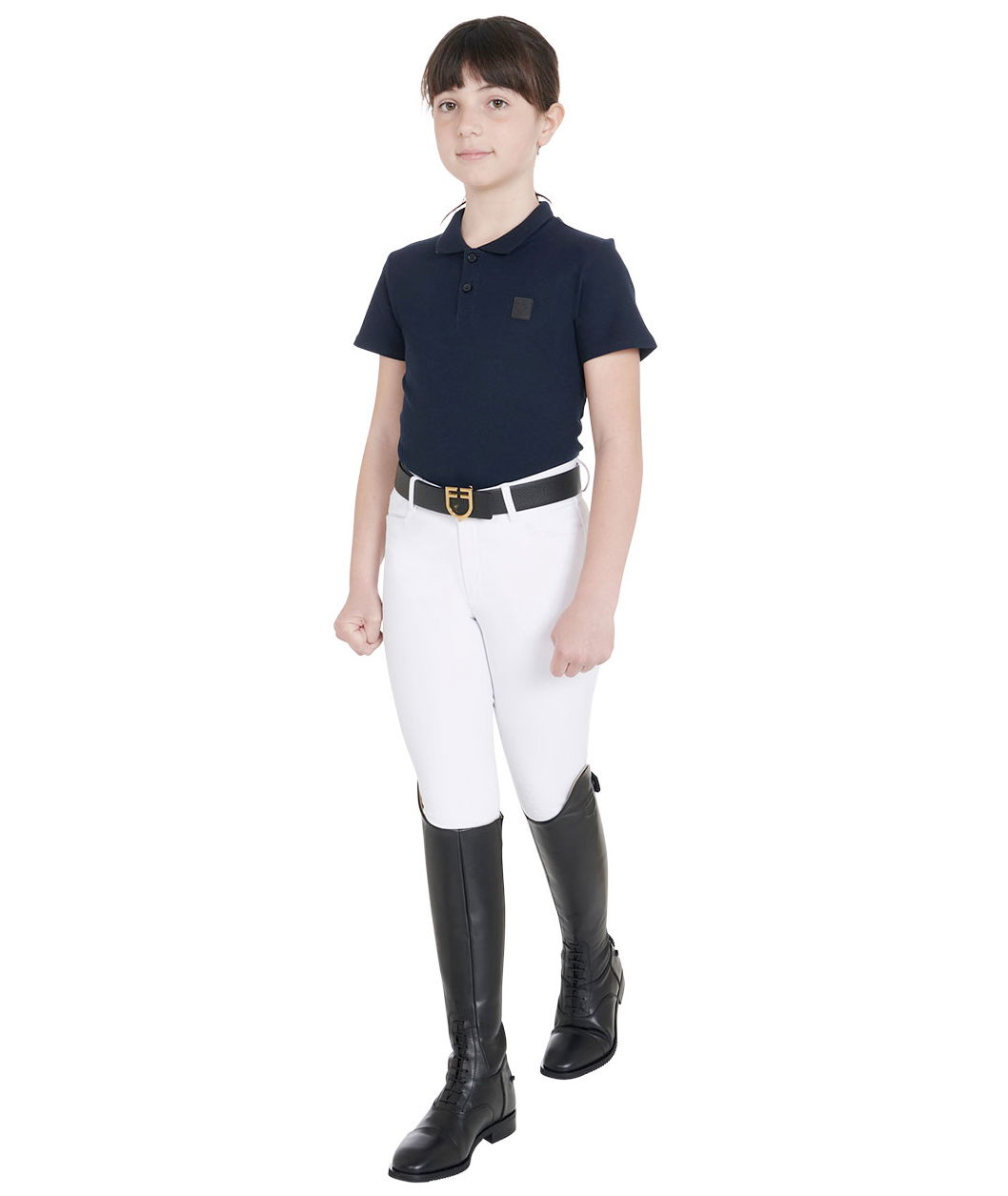 Polo da equitazione per bambino unisex con maniche corte e bottoni modello Dalai - foto 5