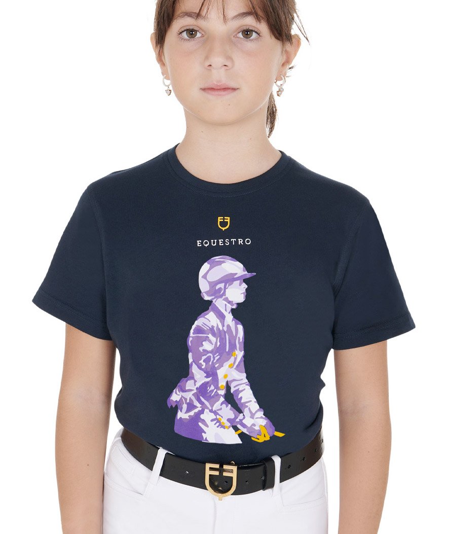 Maglietta a manica corta slim fit con stampa cavaliere per bambini