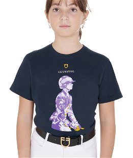 Maglietta a manica corta slim fit con stampa cavaliere per bambini