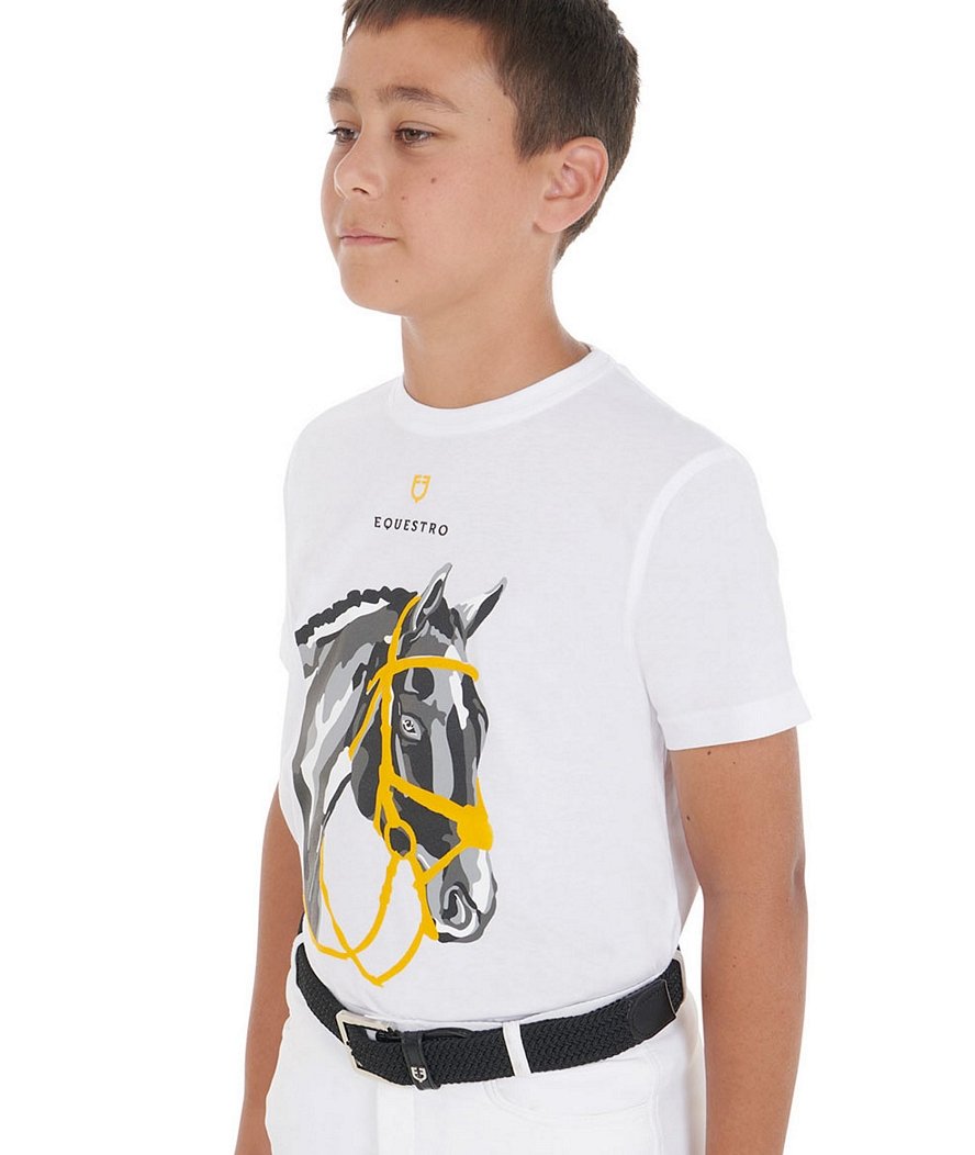 T-shirt da equitazione in cotone per bambino a manica corta con testa cavallo - foto 6