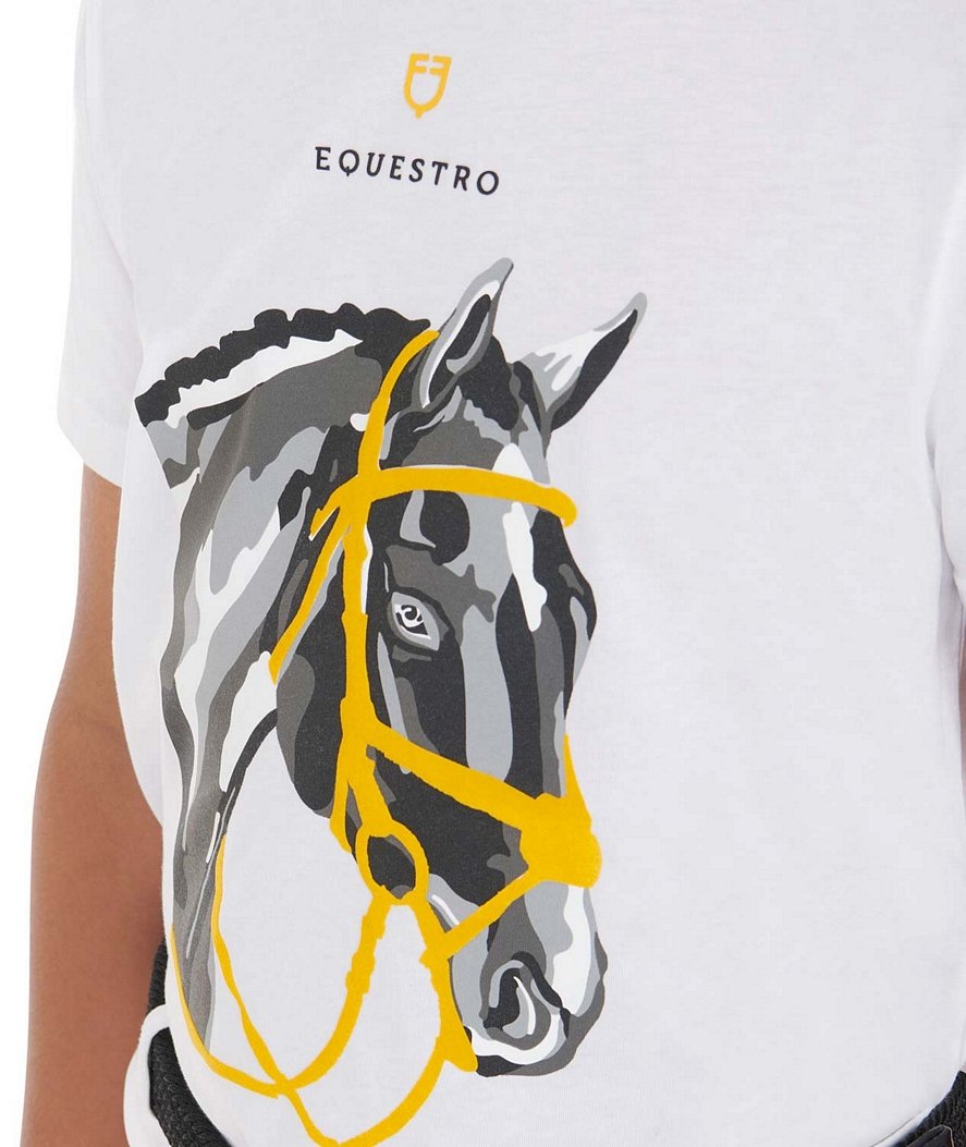 T-shirt da equitazione in cotone per bambino a manica corta con testa cavallo - foto 8