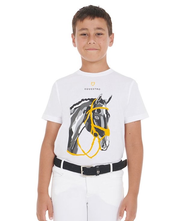 T-shirt da equitazione in cotone per bambino a manica corta con testa cavallo - foto 9