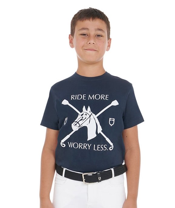 T-shirt da equitazione in cotone per bambino a manica corta con stampa equestre - foto 3