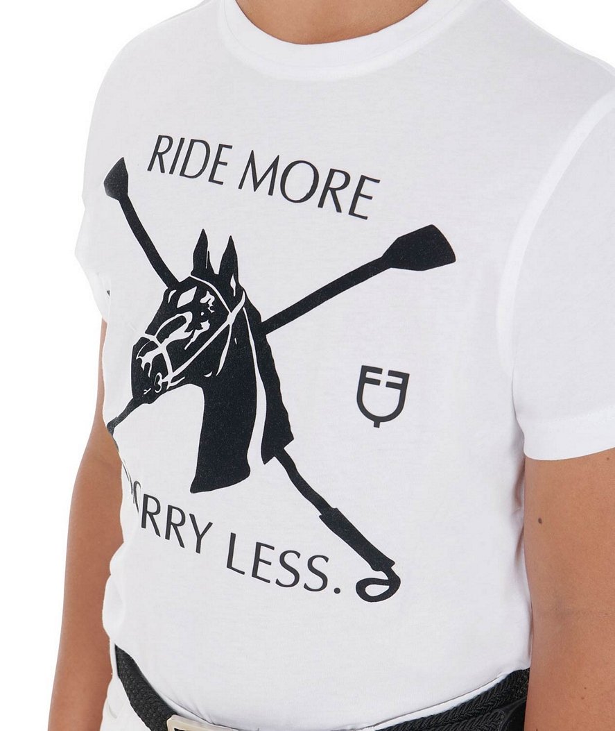 T-shirt da equitazione in cotone per bambino a manica corta con stampa equestre - foto 5