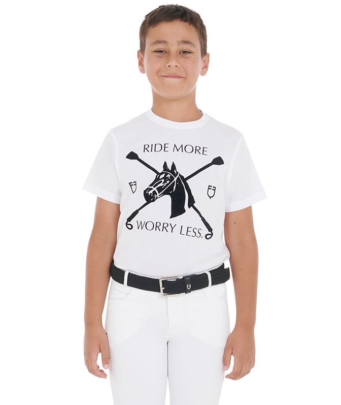 T-shirt da equitazione in cotone per bambino a manica corta con stampa equestre - foto 7