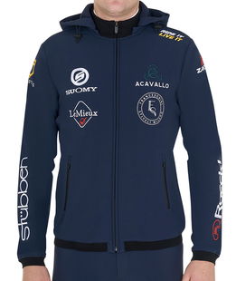 Giacca softshell multilogo da uomo slim fit in tessuto tecnico con cappuccio removibile 