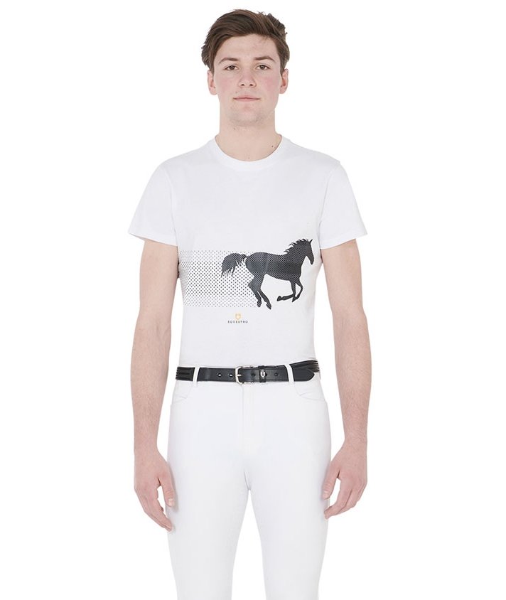 T-shirt equitazione per uomo a manica corta con stampa cavallo in corsa  - foto 1