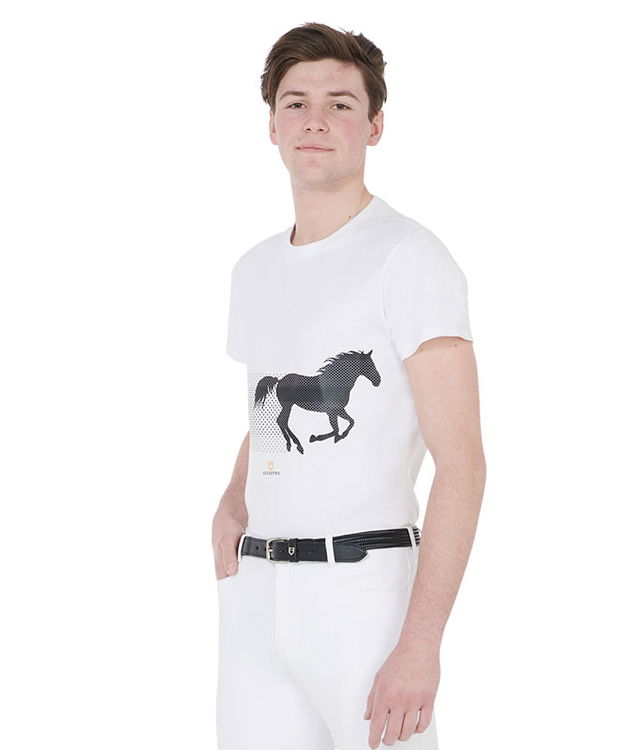 T-shirt equitazione per uomo a manica corta con stampa cavallo in corsa  - foto 2