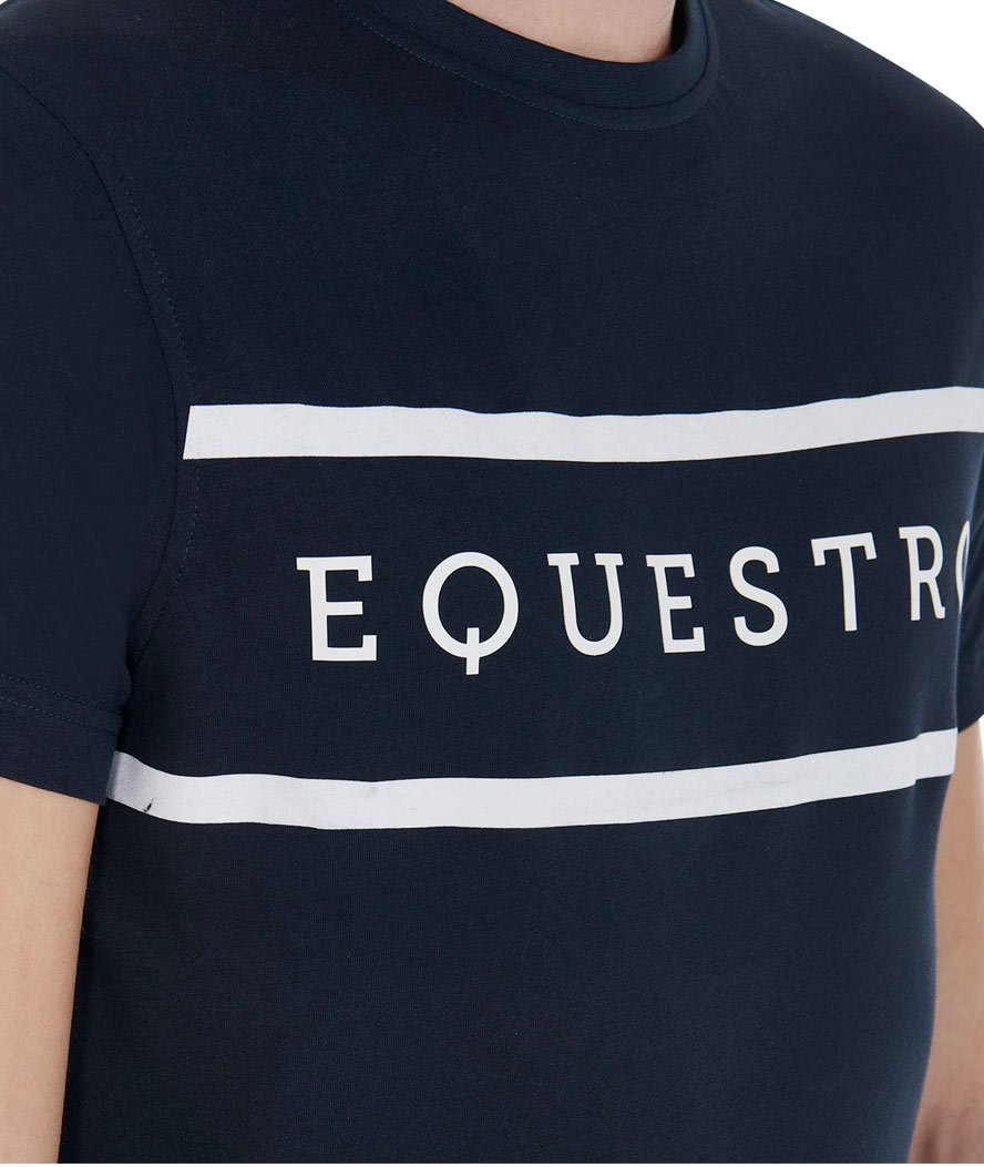 T-shirt uomo da equitazione in cotone manica corta con scritta a contrasto - foto 2