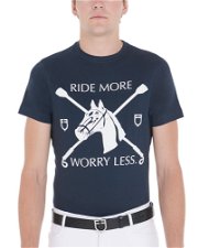 T-shirt da equitazione in cotone uomo a manica corta con stampa equestre