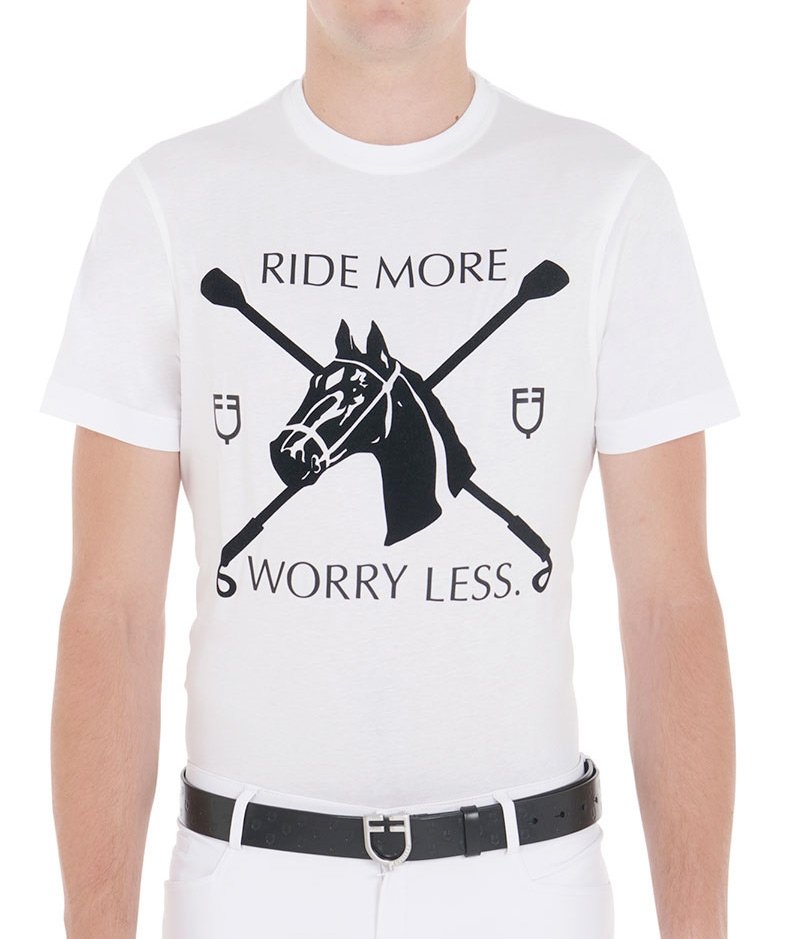 T-shirt da equitazione in cotone uomo a manica corta con stampa equestre - foto 4