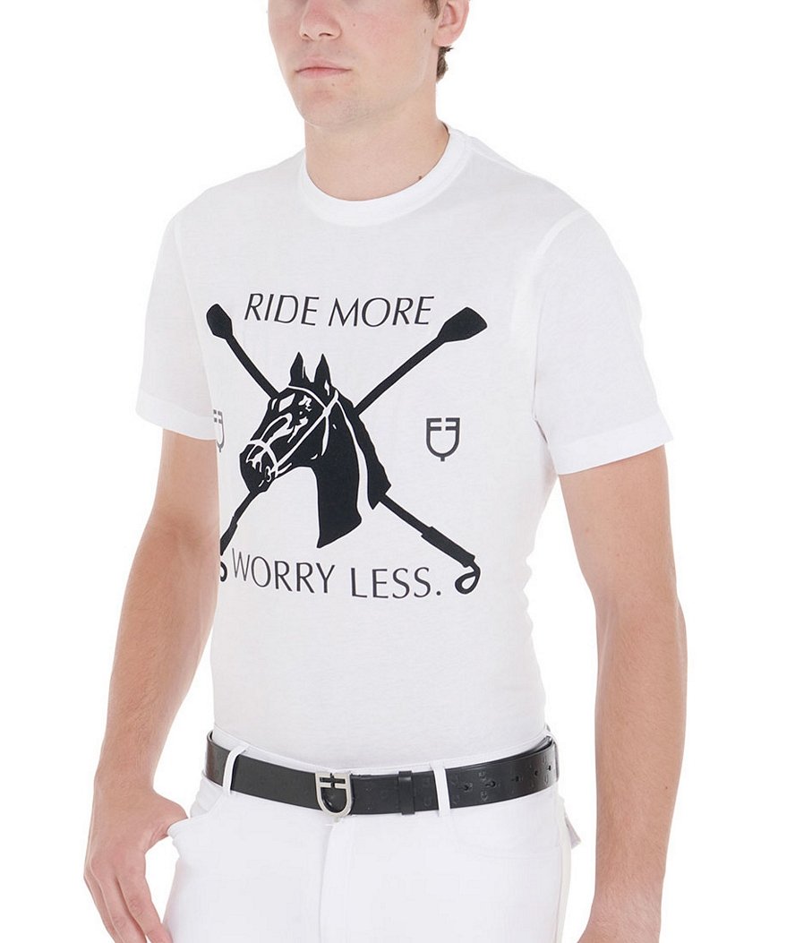T-shirt da equitazione in cotone uomo a manica corta con stampa equestre - foto 5
