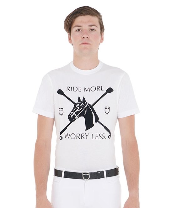 T-shirt da equitazione in cotone uomo a manica corta con stampa equestre - foto 7