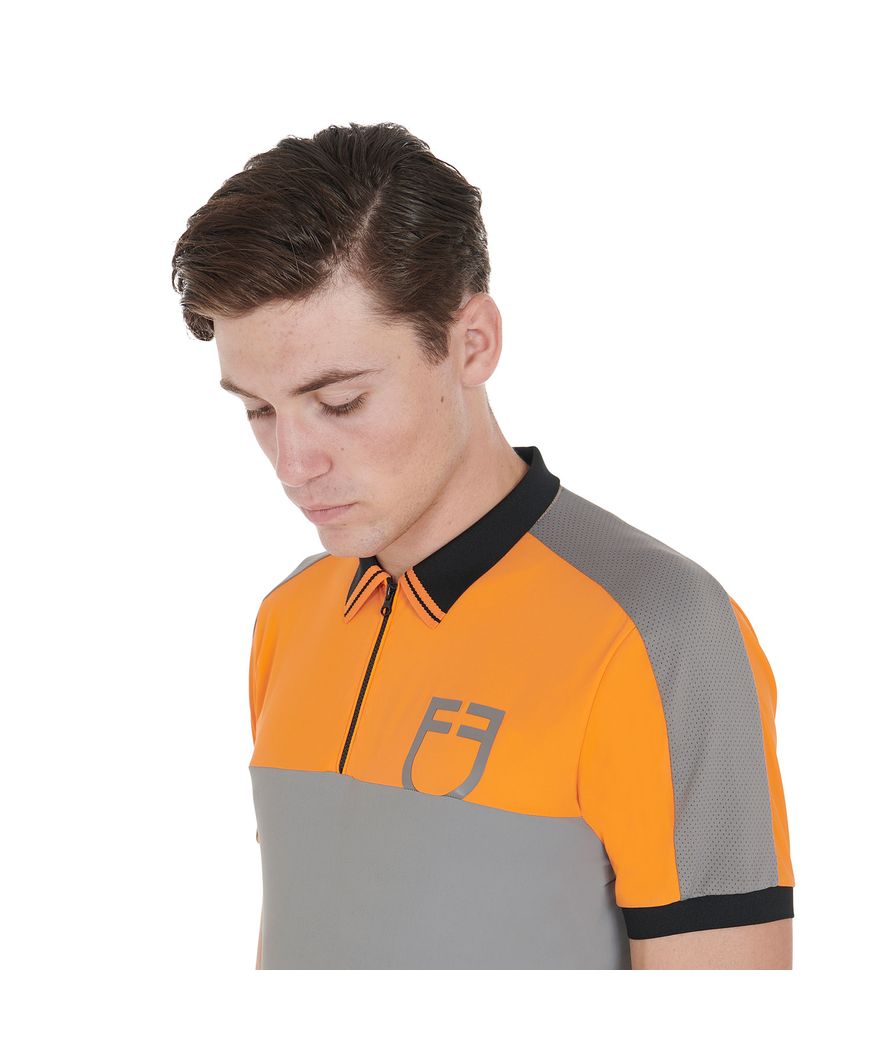 Polo equitazione da uomo maniche corte slim fit in tessuto tecnico con logo frontale - foto 3