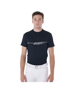 T-shirt da equitazione per uomo a maniche corte in cotone con stampa a contrasto