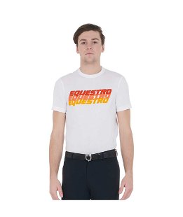 T-shirt da equitazione per uomo a maniche corte in cotone con scritta colorata