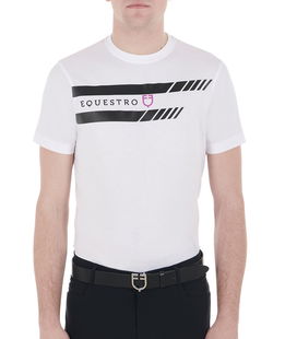 T-shirt da uomo slim fit in cotone a manica corta con stampa sul petto 