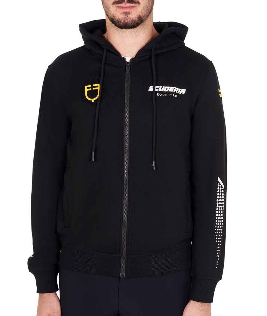 Felpa da uomo in cotone felpato con capuccio e zip linea scuderia