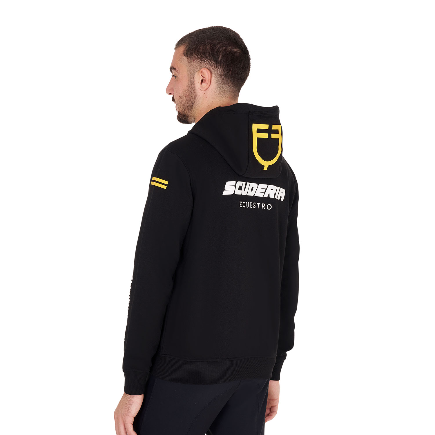 Felpa da uomo in cotone felpato con capuccio e zip linea scuderia - foto 1