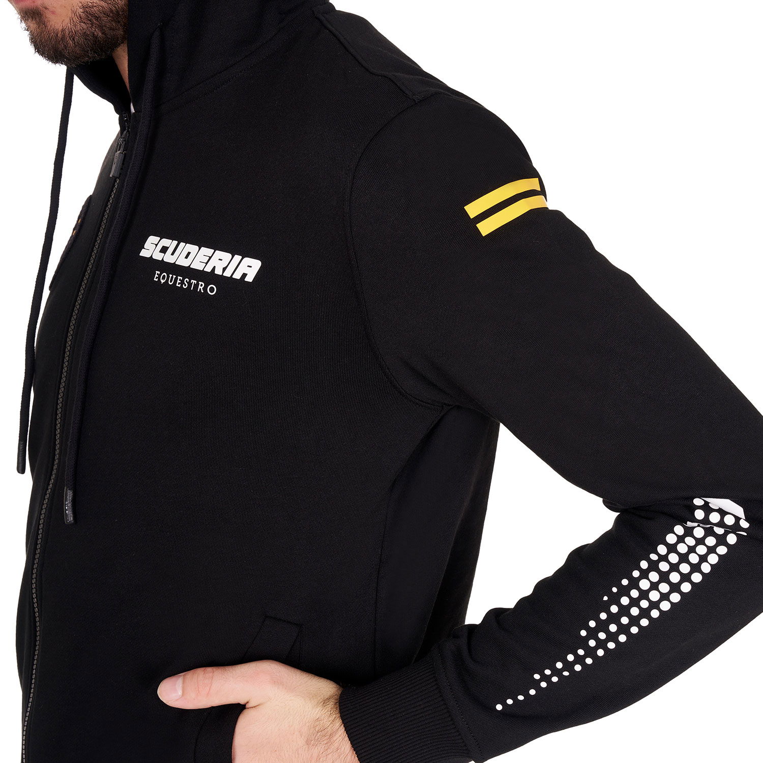 Felpa da uomo in cotone felpato con capuccio e zip linea scuderia - foto 3