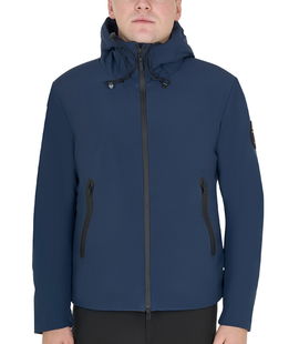 Giacca da uomo in tessuto antivento e idrorepellente con cappuccio e zip frontale