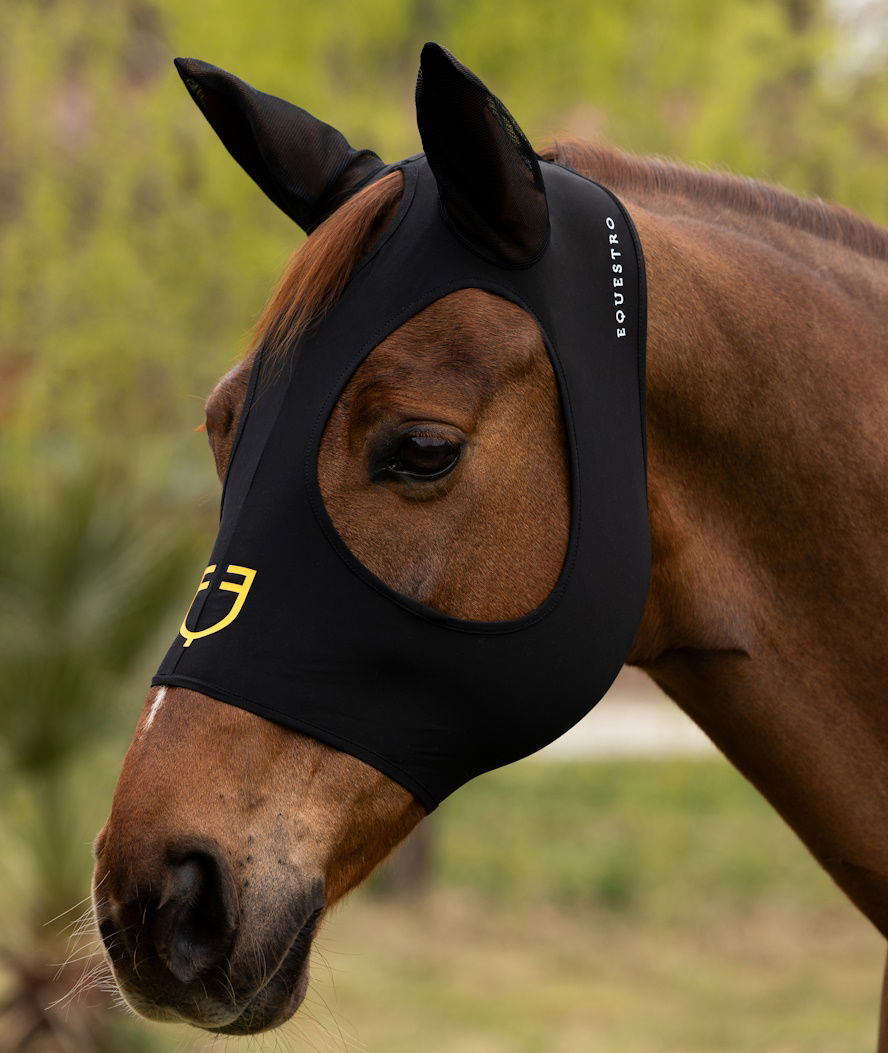 Maschera antimosche per cavalli in lycra senza rete sugli occhi ma solo sulle orecchie