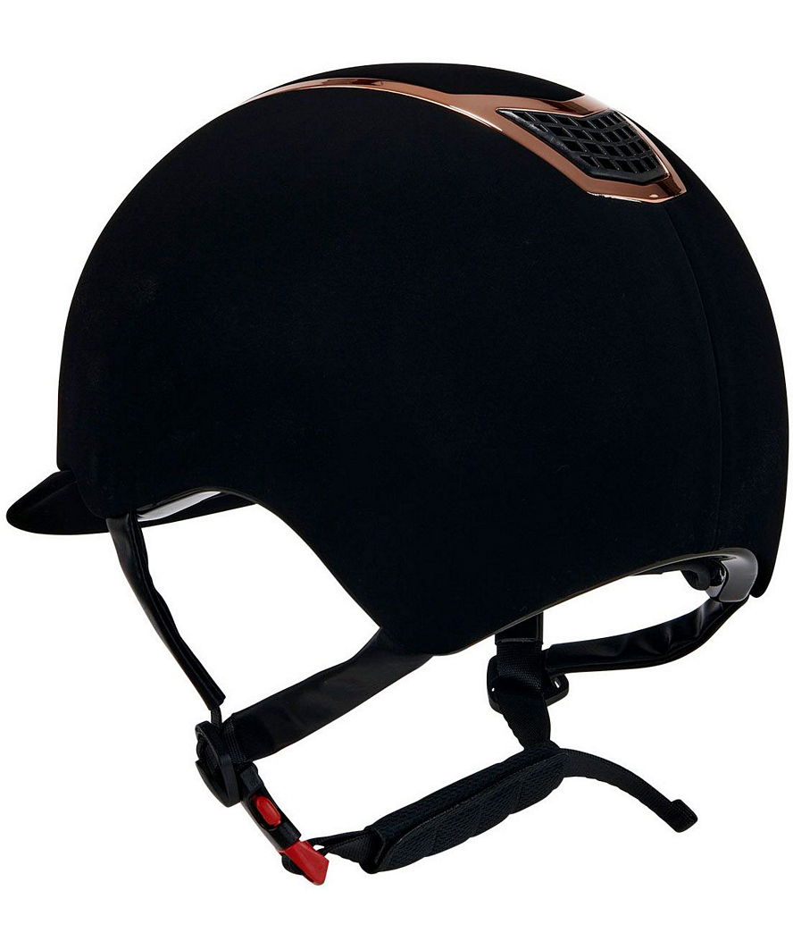 PROMOZIONE Casco da equitazione modello Eclipse plain velvet con calotta in velluto e sistema autoadattivo NERO/ ROSA DORATO M 56/58 CM - foto 1