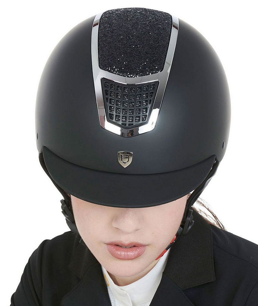 Casco da equitazione modello Eclipse stone velvet con calotta in velluto decorato con pietre - foto 10