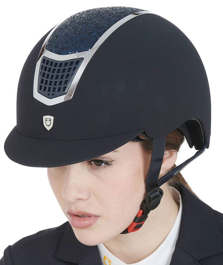 Casco da equitazione modello Eclipse stone velvet con calotta in velluto decorato con pietre - foto 4