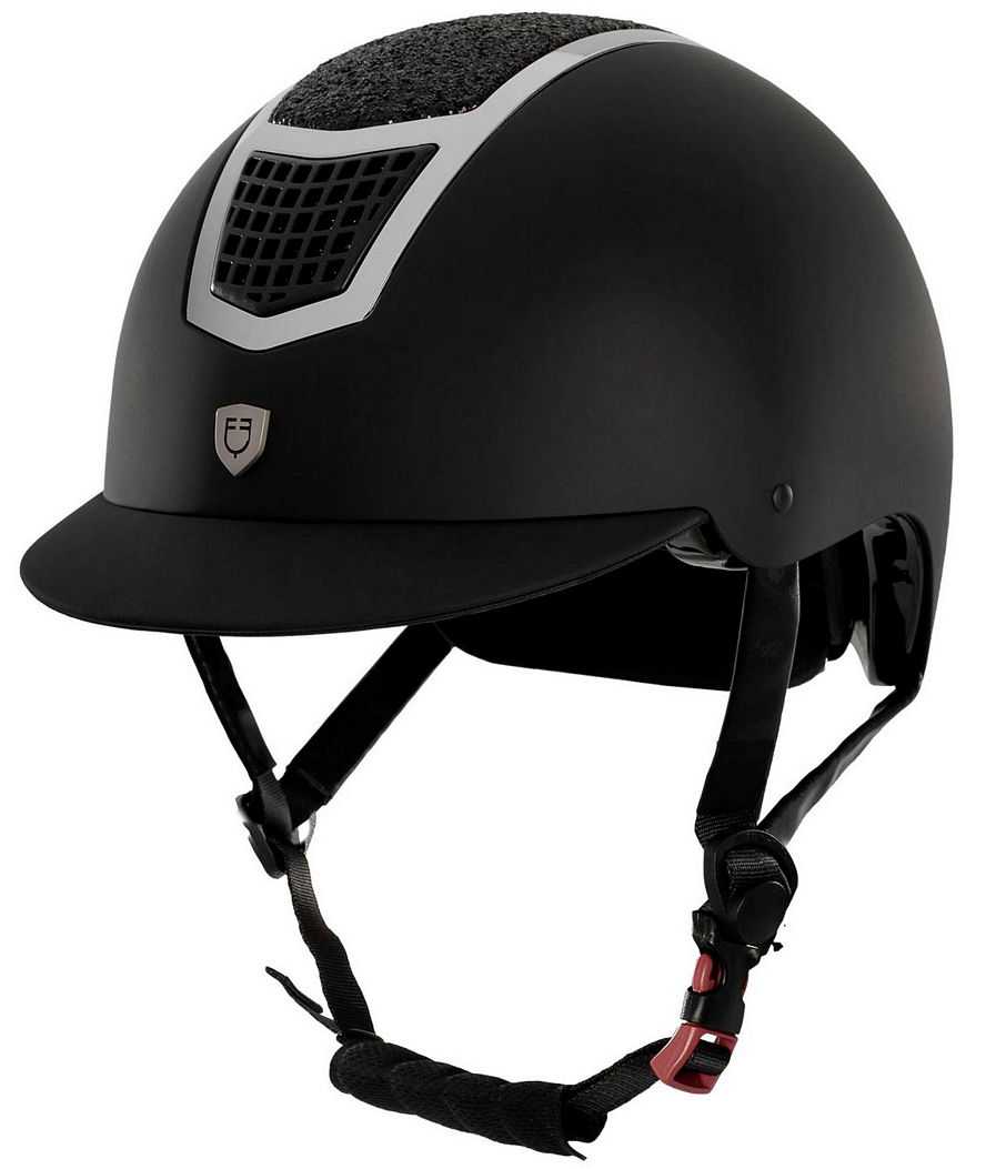 PROMOZIONE Casco da equitazione modello Eclipse stone velvet con calotta in velluto decorato con pietre NERO /SILVER M 56/58 CM