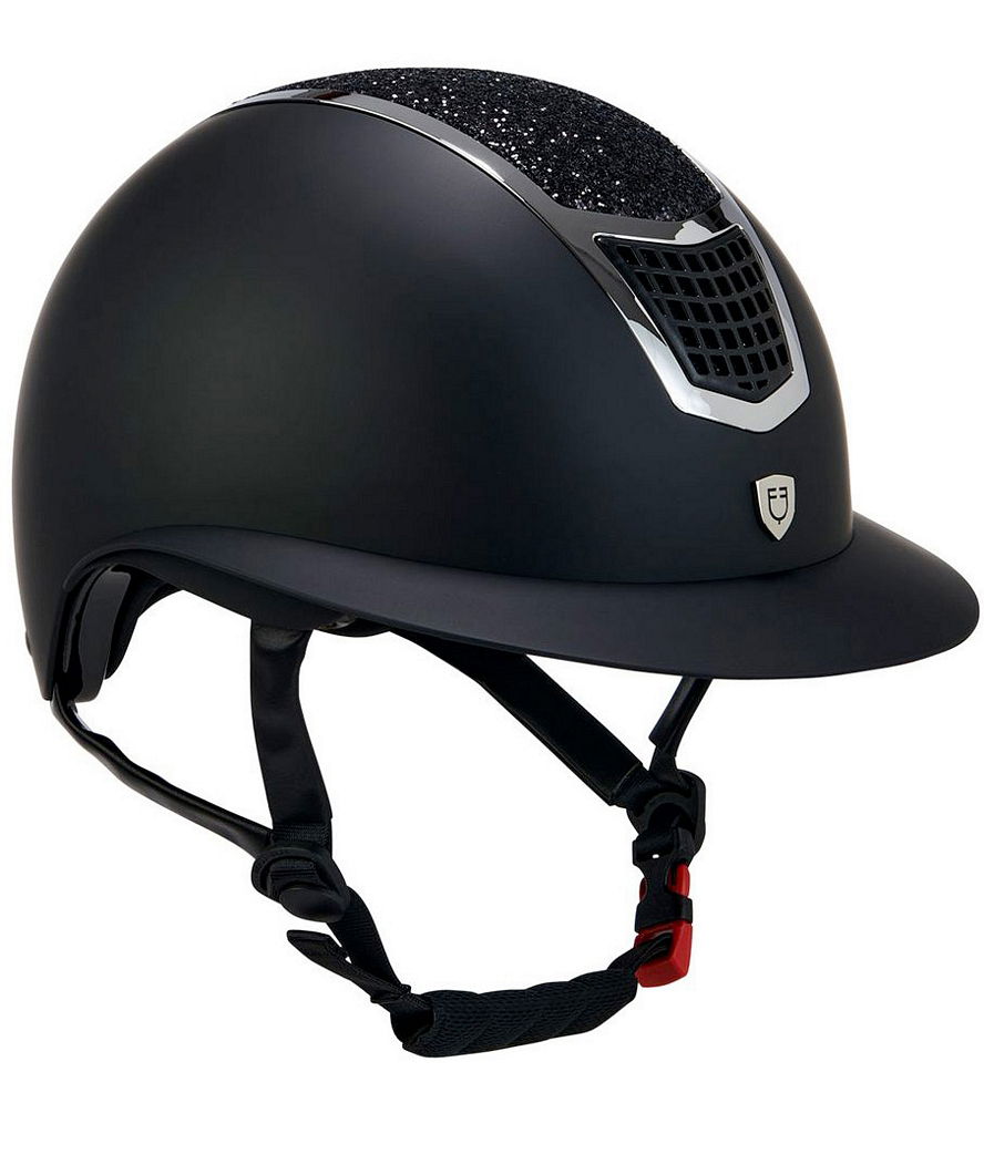 PROMOZIONE Casco da equitazione modello Eclipse stone mat con visiera larga e pietre decorative sulla calotta NERO/SILVER