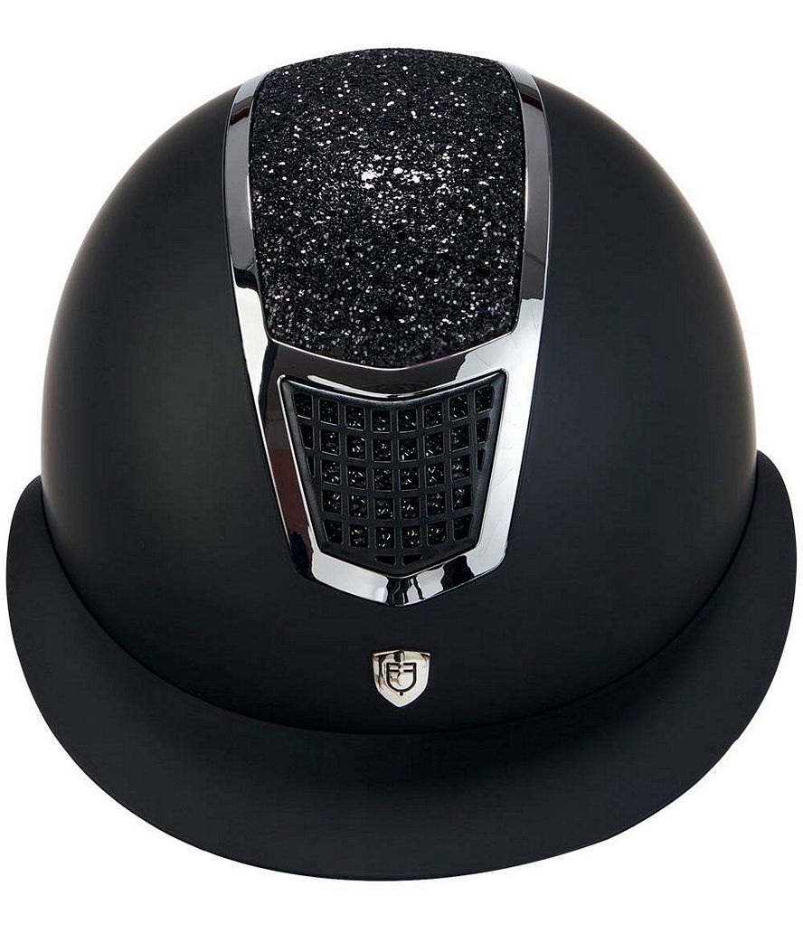 PROMOZIONE Casco da equitazione modello Eclipse stone mat con visiera larga e pietre decorative sulla calotta NERO/SILVER - foto 1