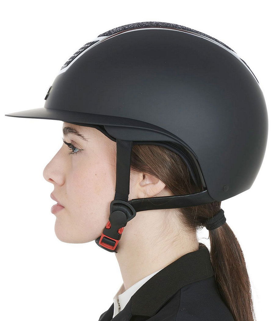 PROMOZIONE Casco da equitazione modello Eclipse stone mat con visiera larga e pietre decorative sulla calotta NERO/SILVER - foto 2