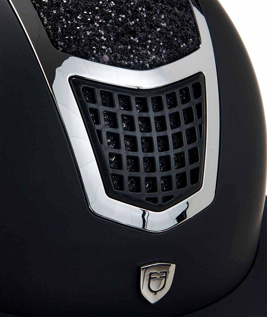 PROMOZIONE Casco da equitazione modello Eclipse stone mat con visiera larga e pietre decorative sulla calotta NERO/SILVER - foto 3