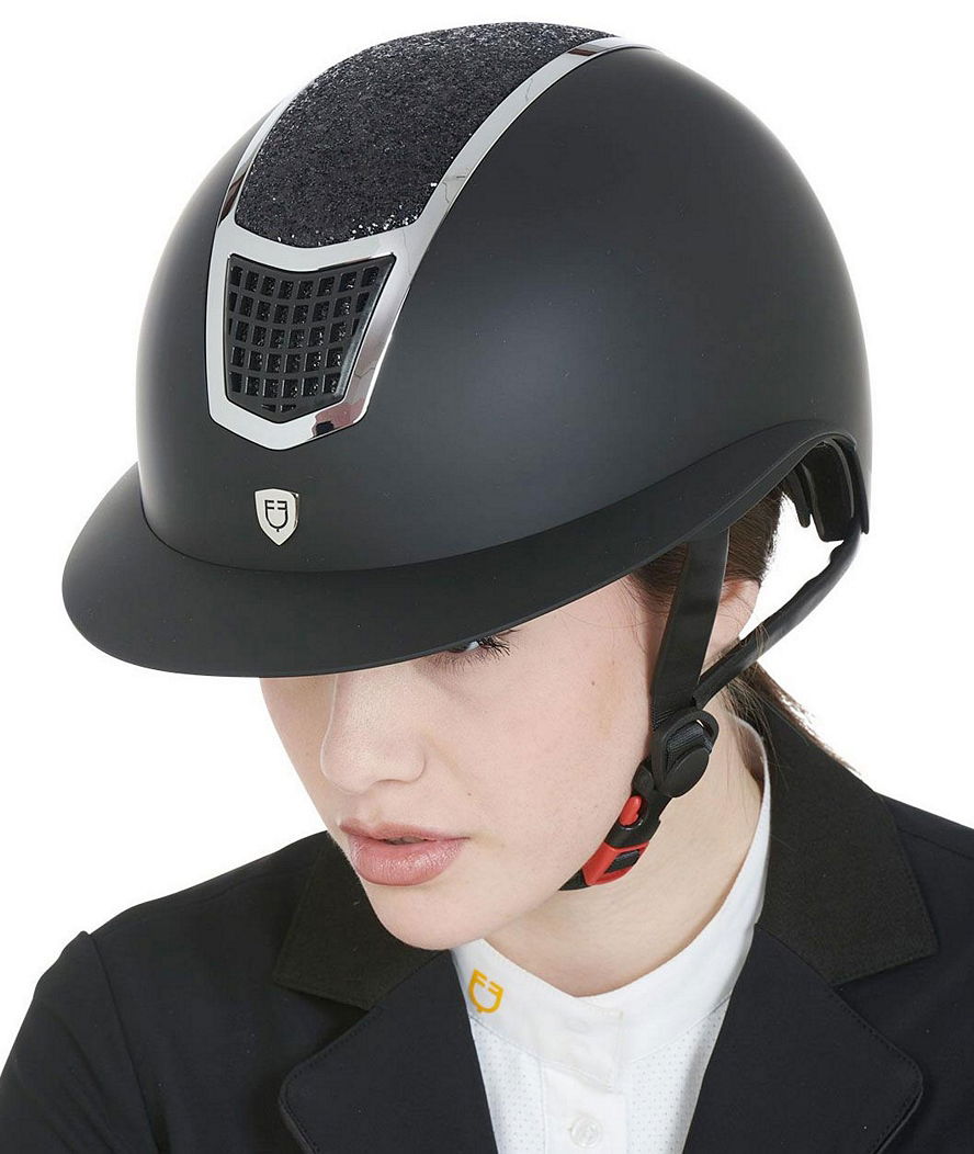 PROMOZIONE Casco da equitazione modello Eclipse stone mat con visiera larga e pietre decorative sulla calotta NERO/SILVER - foto 4