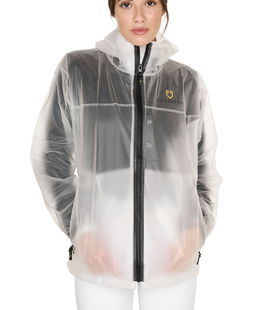 Impermeabile unisex trasparente in tessuto antivento e idrorepellente chiusura zip