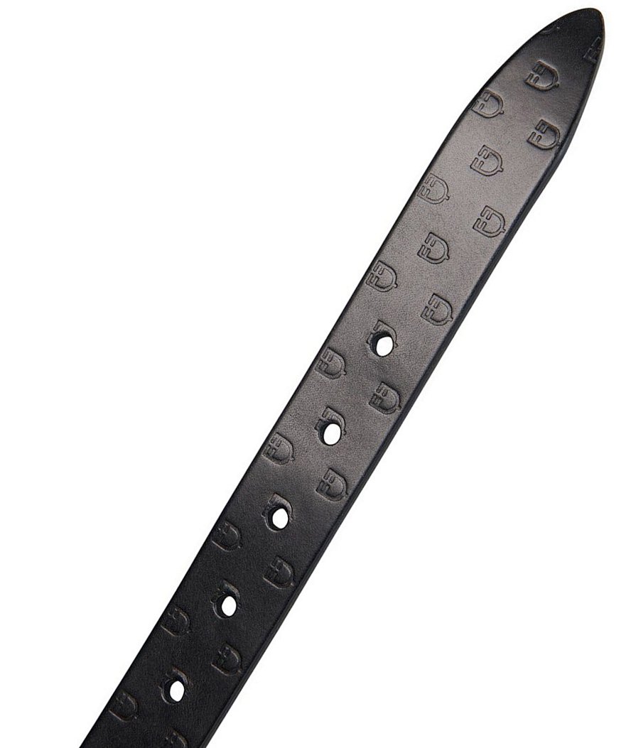 Cintura in cuoio logato con fibbia classica in acciaio inox - foto 1