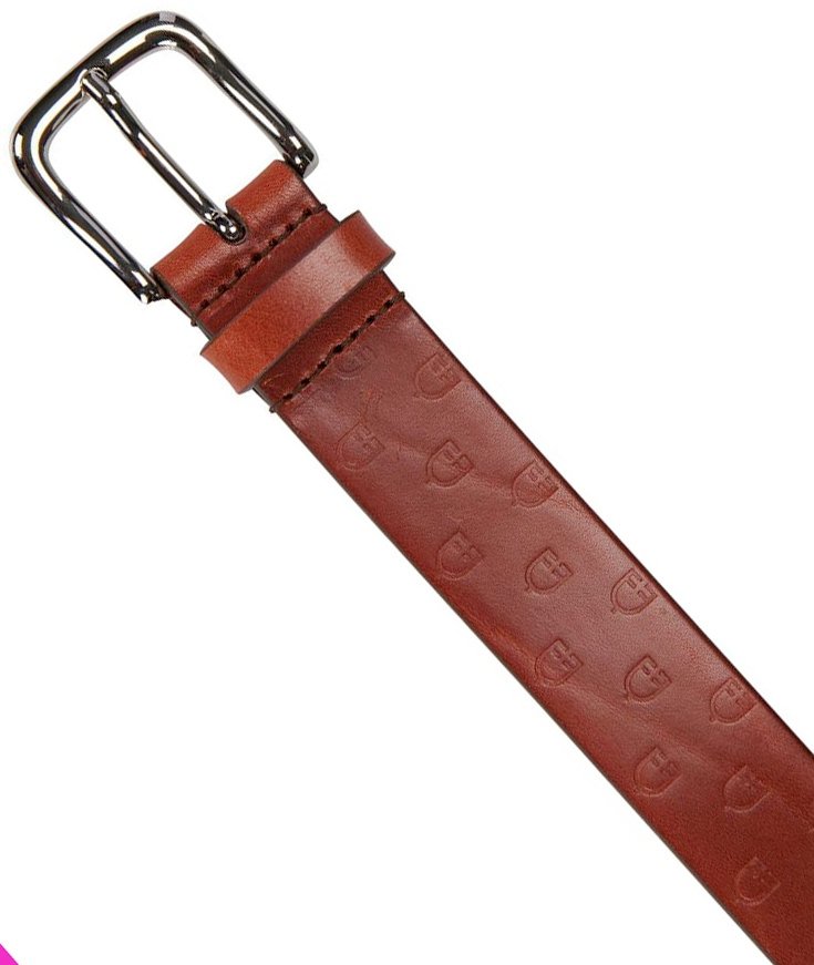 Cintura in cuoio logato con fibbia classica in acciaio inox - foto 4