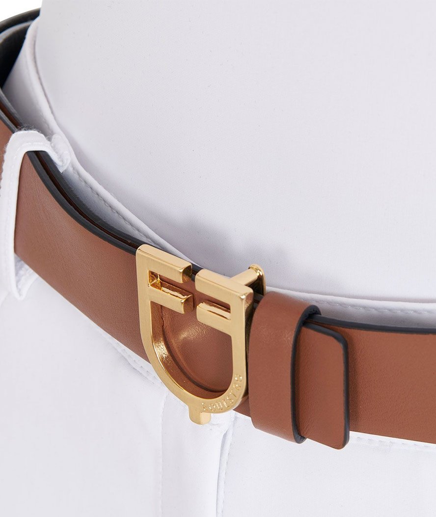 Cintura in cuoio liscio double face con fibbia logo - foto 9