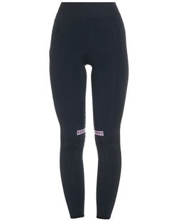 PROMOZIONE Leggings da equitazione per donna in tessuto tecnico elasticizzato modello Kao NERO/LILLA S/38