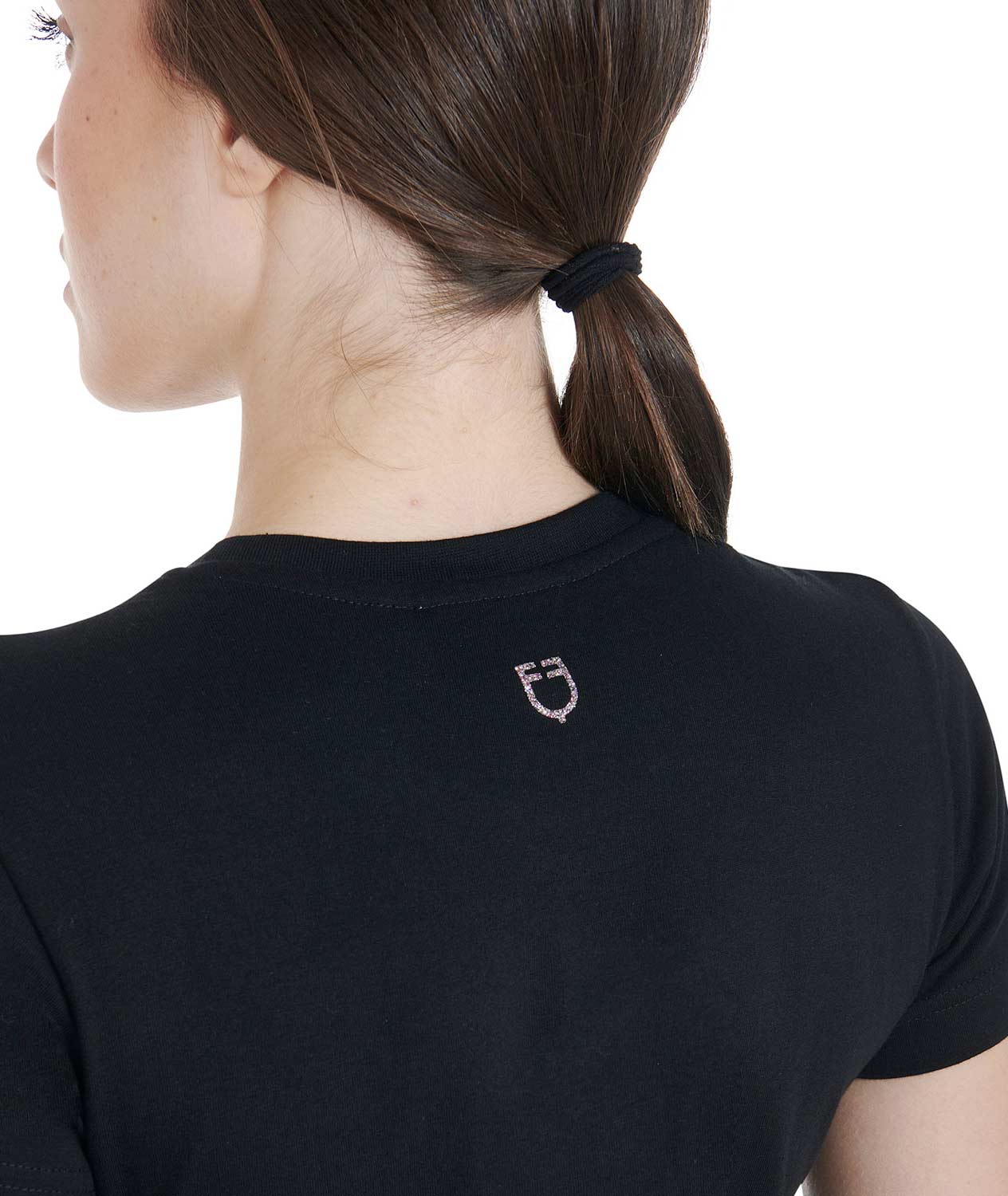 T-shirt da equitazione per donna a maniche corte con scritta Equestro glitterata - foto 1