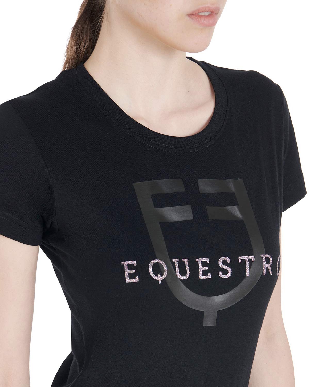 T-shirt da equitazione per donna a maniche corte con scritta Equestro glitterata - foto 3