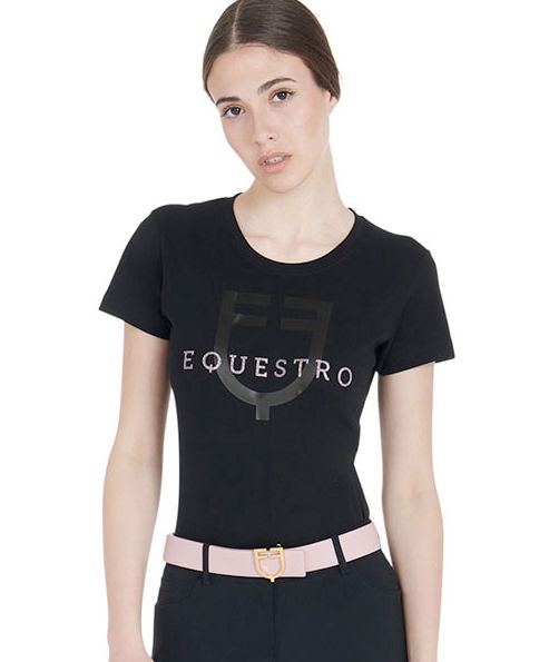 T-shirt da equitazione per donna a maniche corte con scritta Equestro glitterata - foto 4