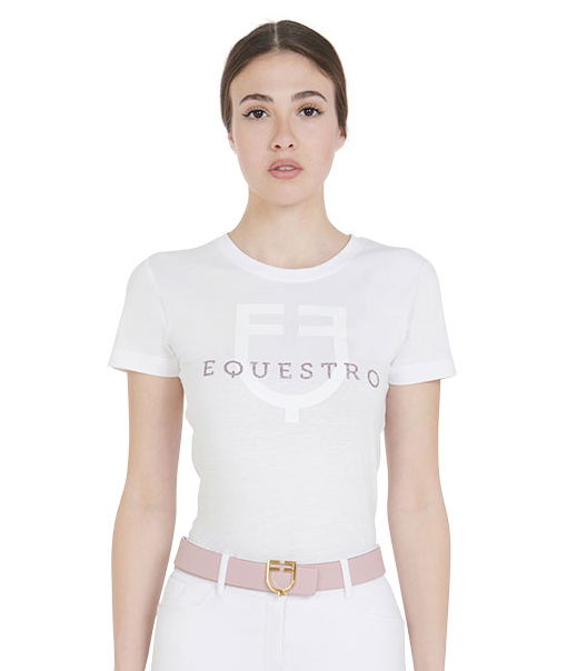 T-shirt da equitazione per donna a maniche corte con scritta Equestro glitterata - foto 7
