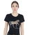 T-shirt da equitazione per donna a maniche corte in cotone con decorazione cavallo