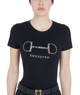 T-shirt Equestro equitazione da donna a maniche corte in cotone modello Filetto